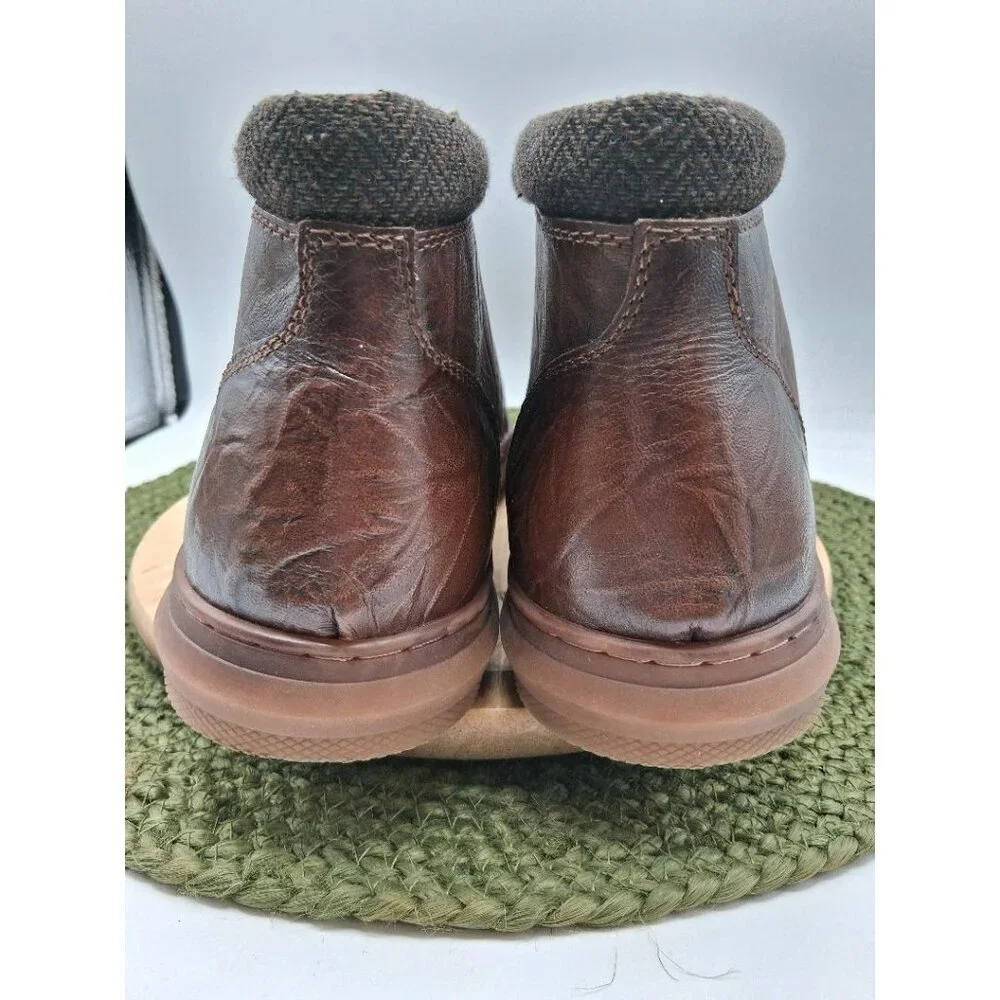 Arkbird Mens Brown Leather High-Top Oxfords US 11 With Rubber Sole & Textile Lin